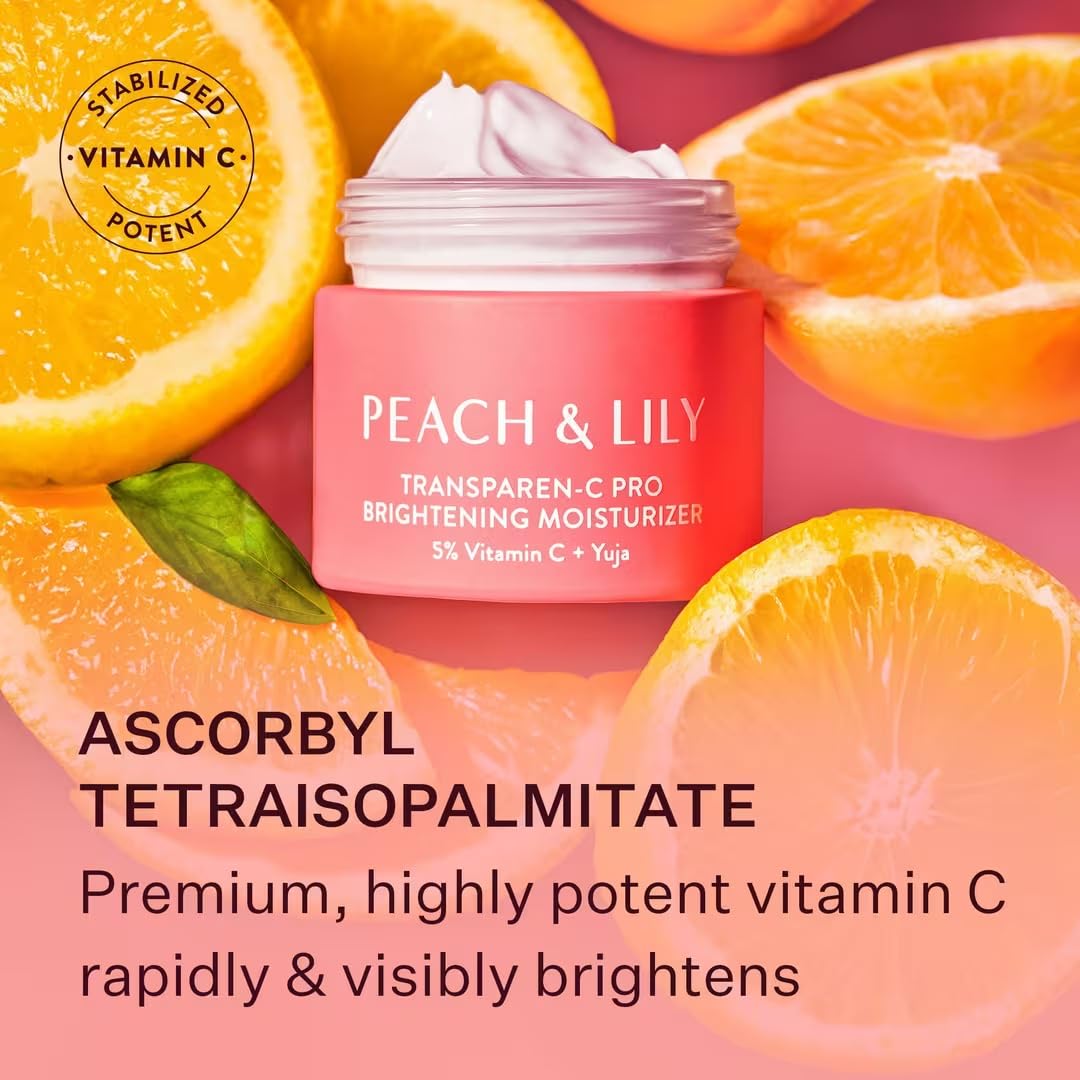 Peach & Lily Transparen-C Pro Brightening Moisturizer packaging box highlights premium skincare