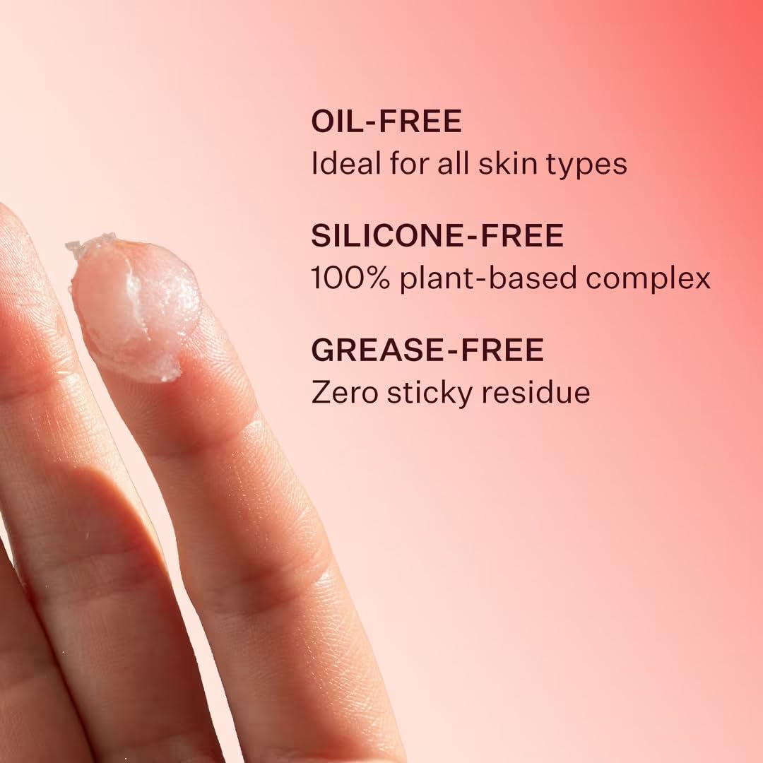 Peach Lily Velvet Biome Ointment packaging beside makeup for smoothing base.