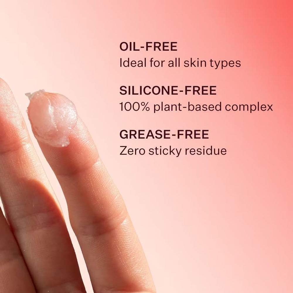 Peach Lily Velvet Biome Ointment packaging beside makeup for smoothing base.