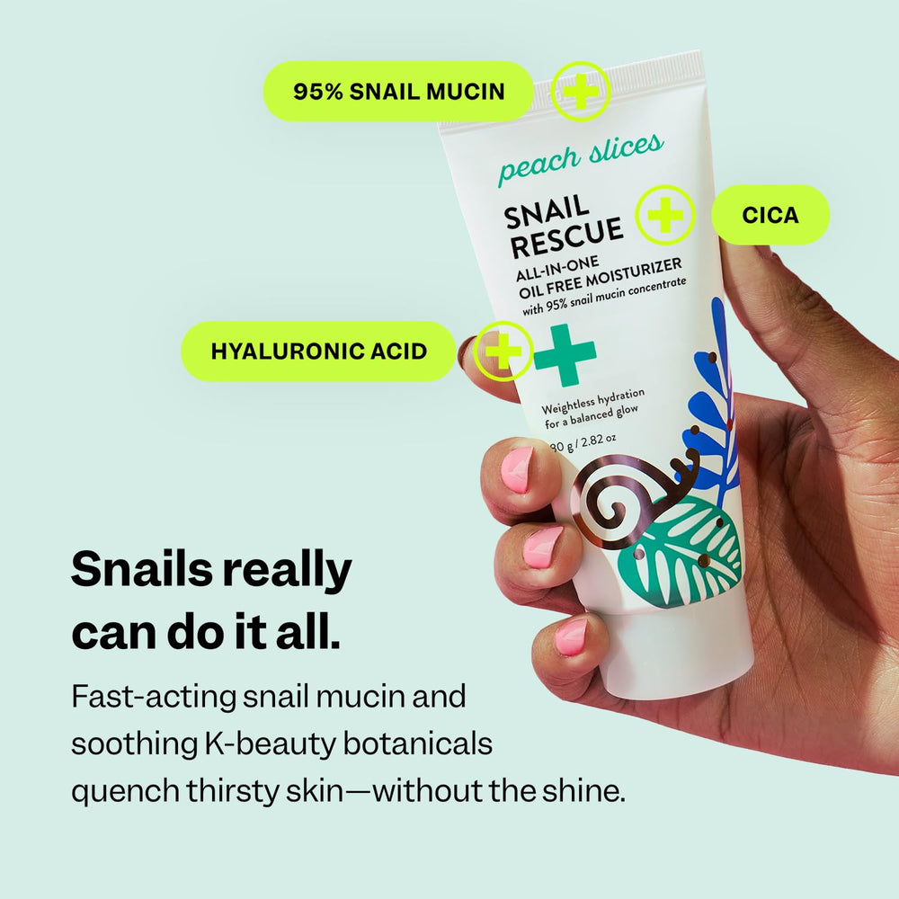 Peach Slices Snail Rescue Oil with birch juice provides vitamins and antioxidants for balanced skin.