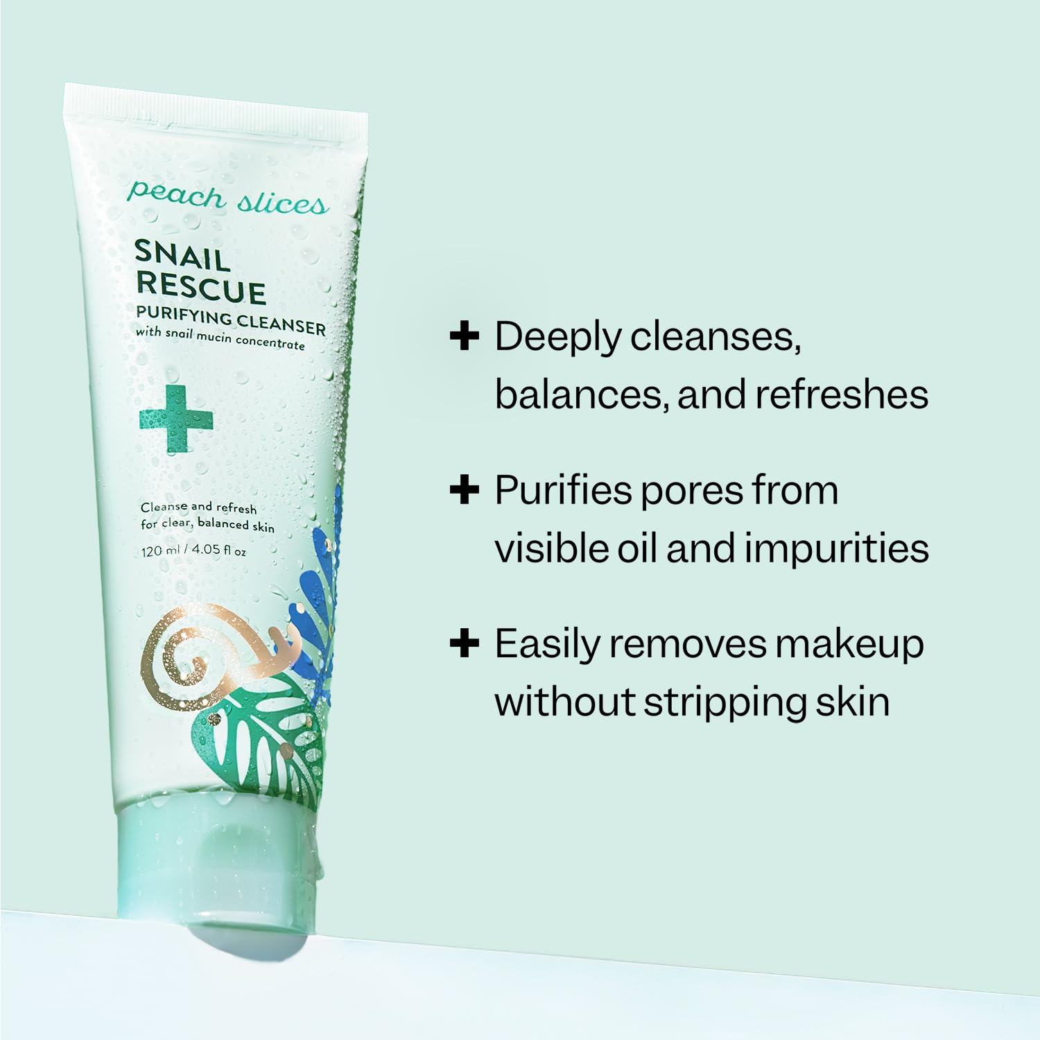 Peach Slices Snail Rescue Purifying Cleanser texture close-up; gel cleansing