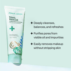 Peach Slices Snail Rescue Purifying Cleanser texture close-up; gel cleansing