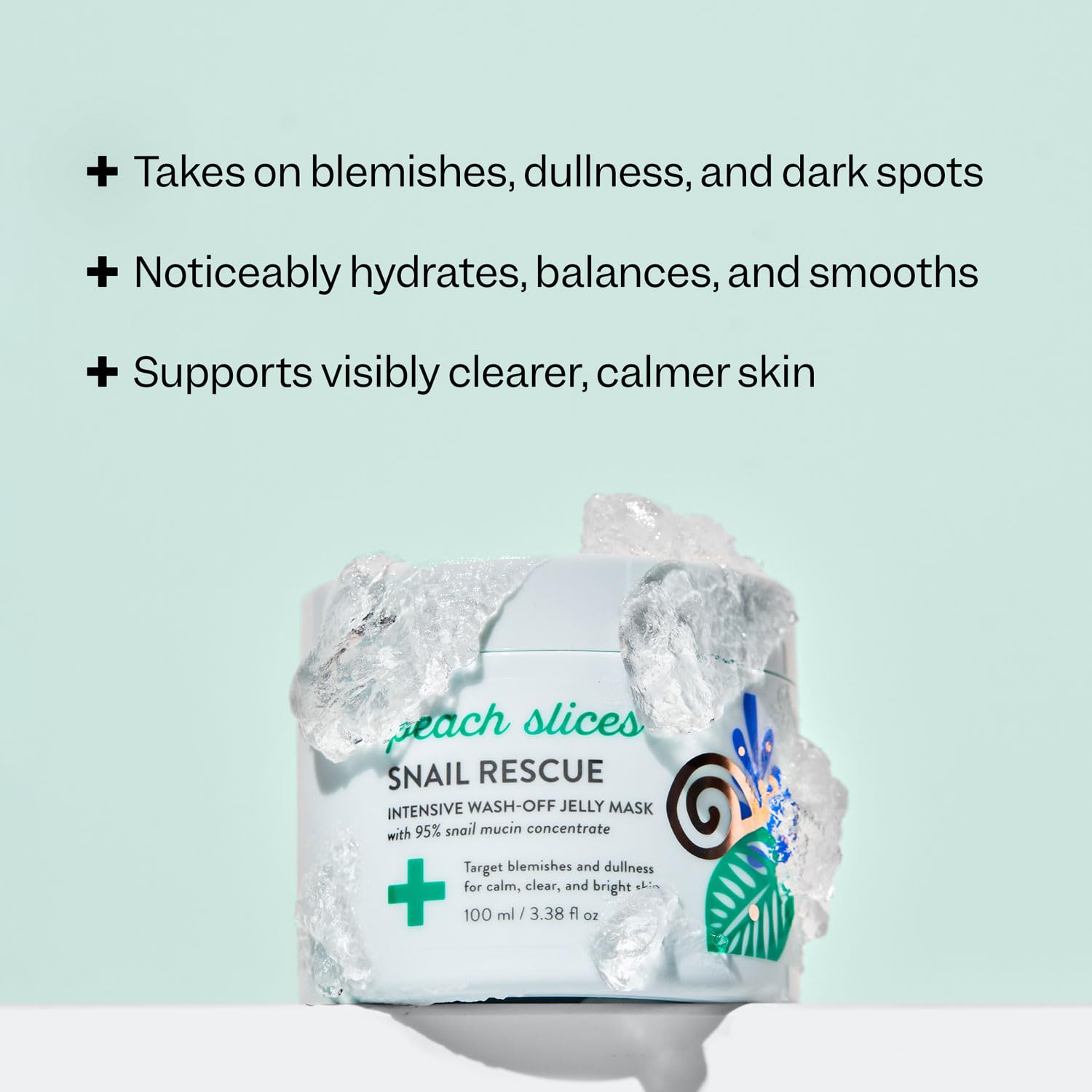 Peach Slices Snail Rescue mask application demonstrates smooth texture on clean skin