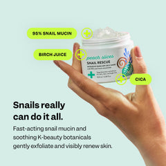 Peach Slices Snail Rescue mask texture highlights plush jelly consistency