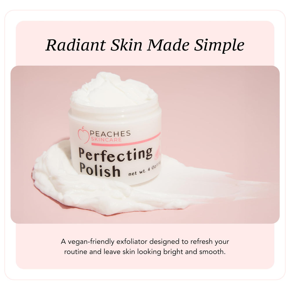 Peaches Skin Care daily routine use demonstrates easy rinse-off cleansing.