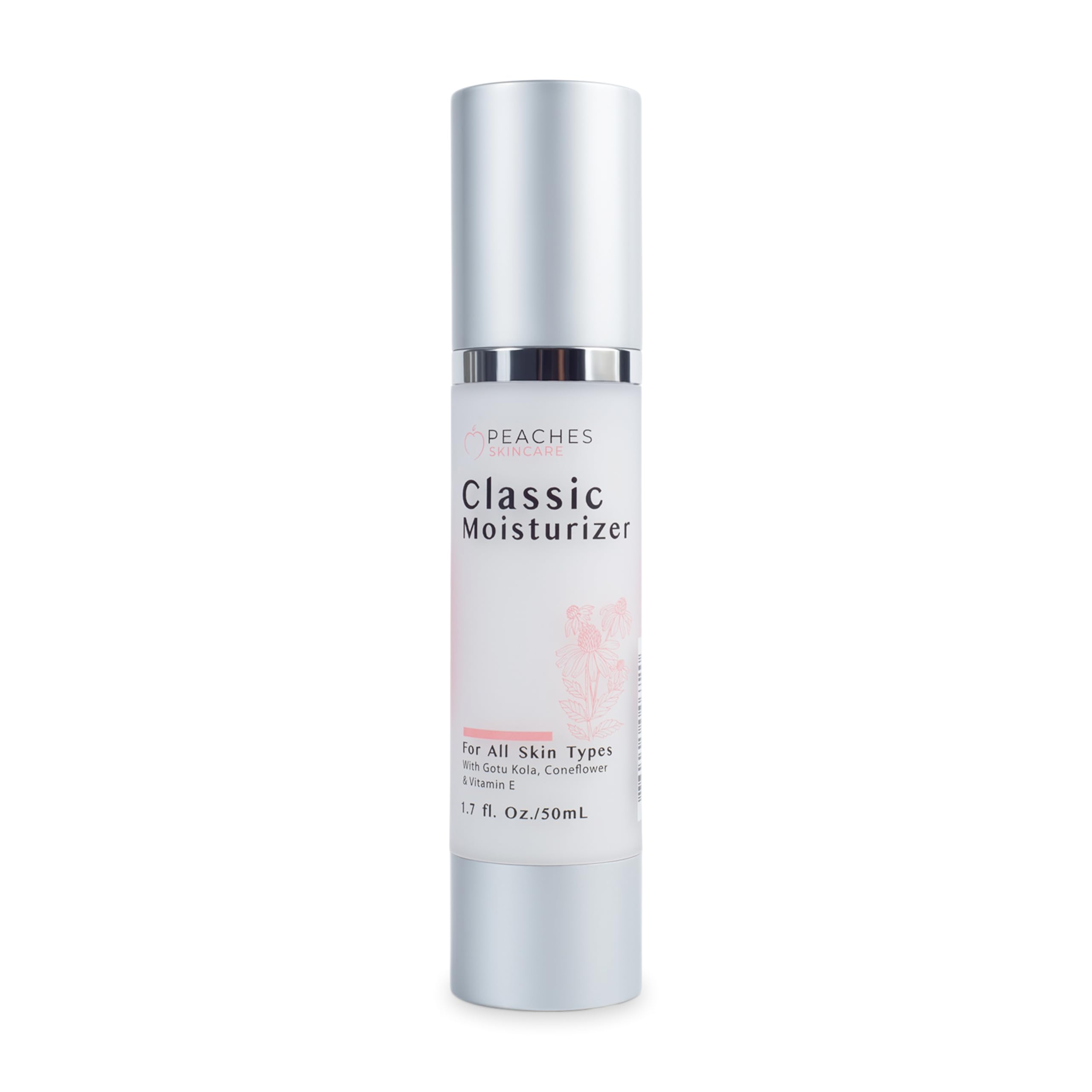 Peaches Skin Care hydrating moisturizer bottle pour for lasting hydration.