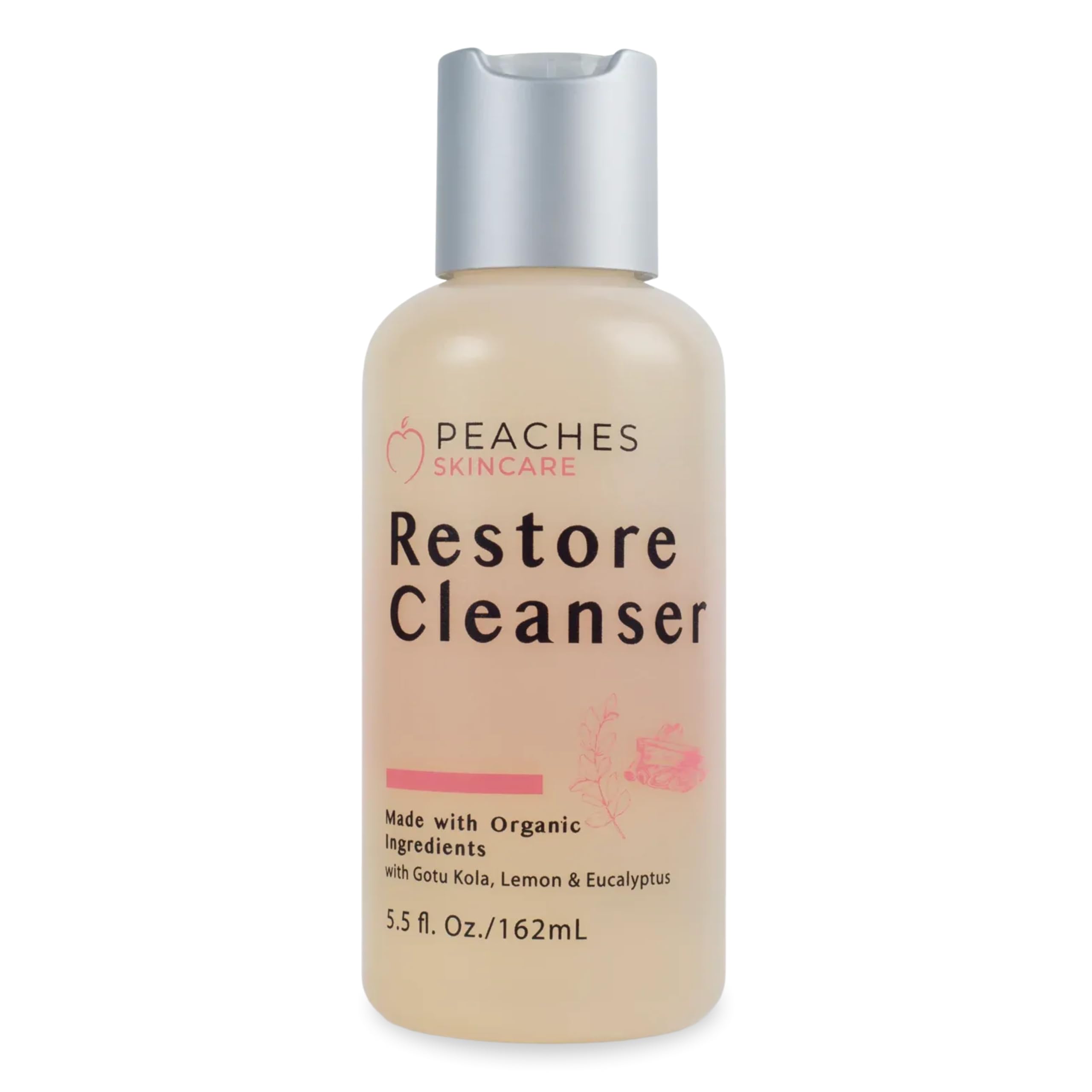 Peaches Skin Care post-workout wash bottle pour enables easy dispensing after workouts.