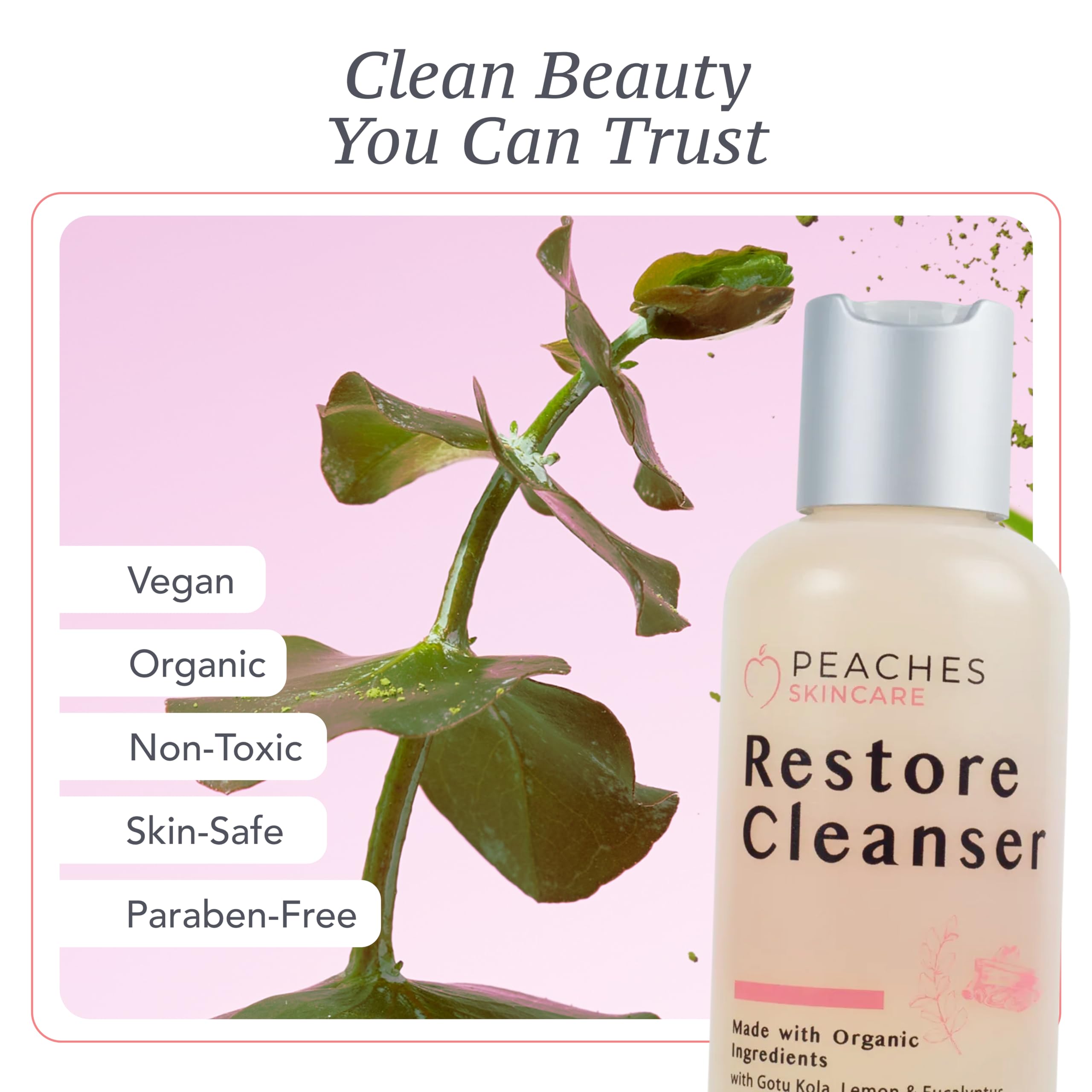 Peaches Skin Care post-workout wash helps rinse away dirt and sweat effectively.