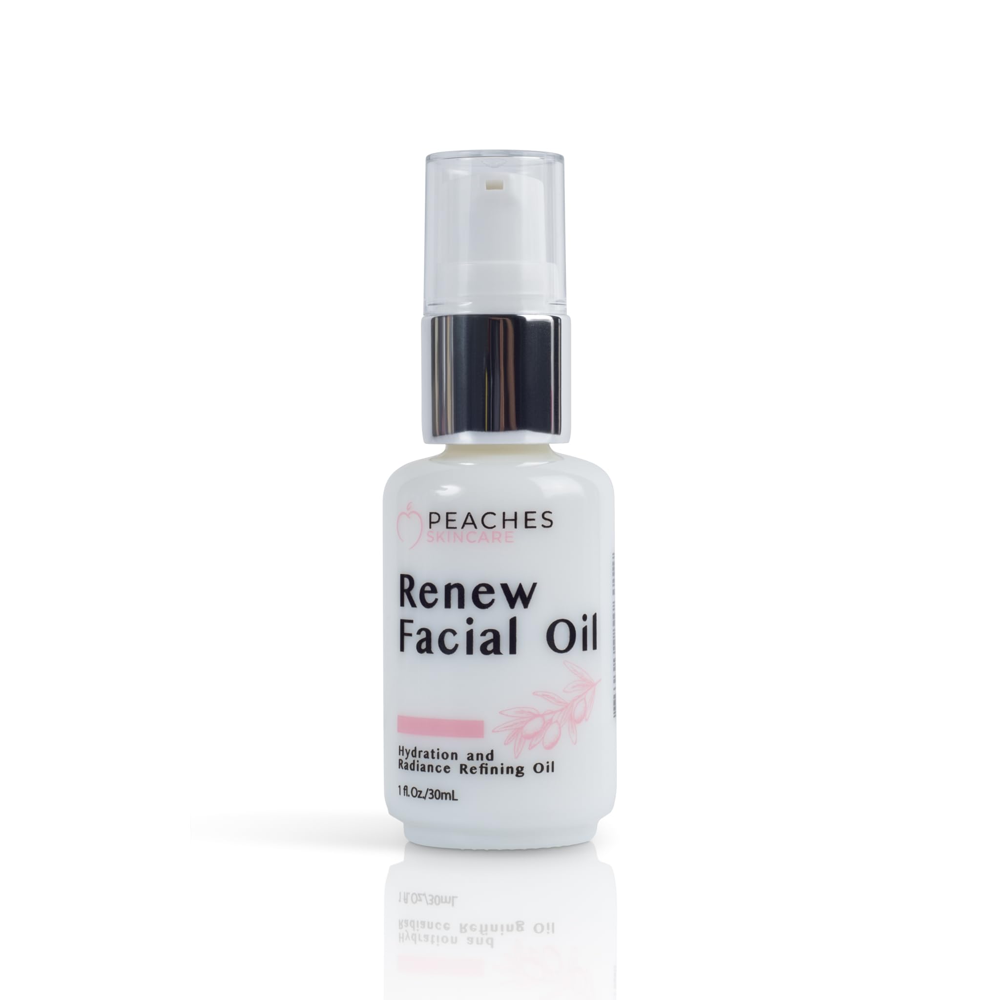 Peaches Skincare Renew Face Oil bottle showing the premium blend for radiant skin