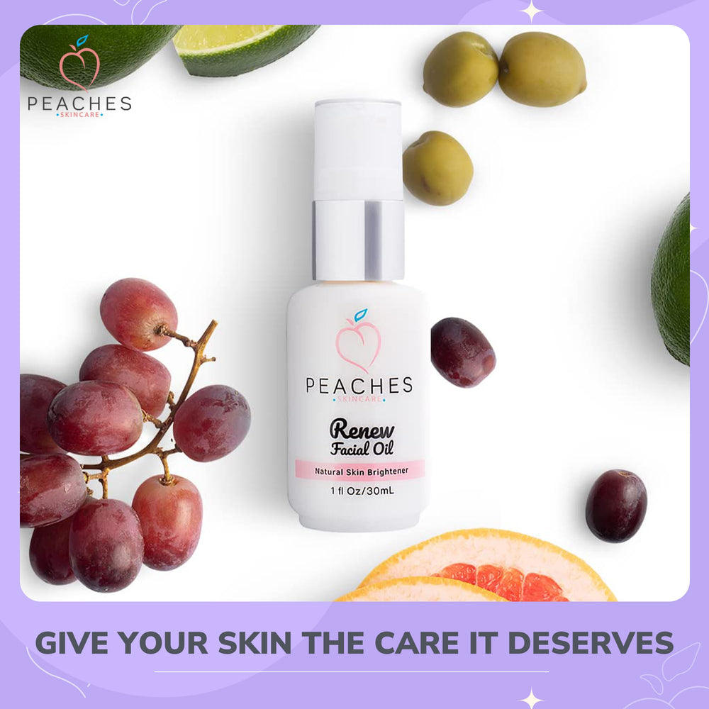 Olive oil ingredient emphasis in Peaches Renew Face Oil supporting elasticity