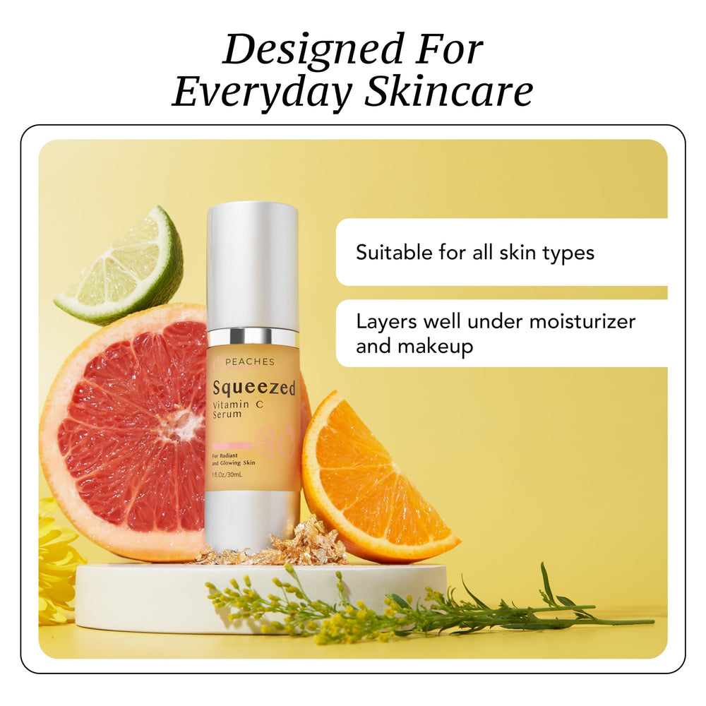 Peaches Skin Care Squeezed Vitamin C Serum application ritual for daily use
