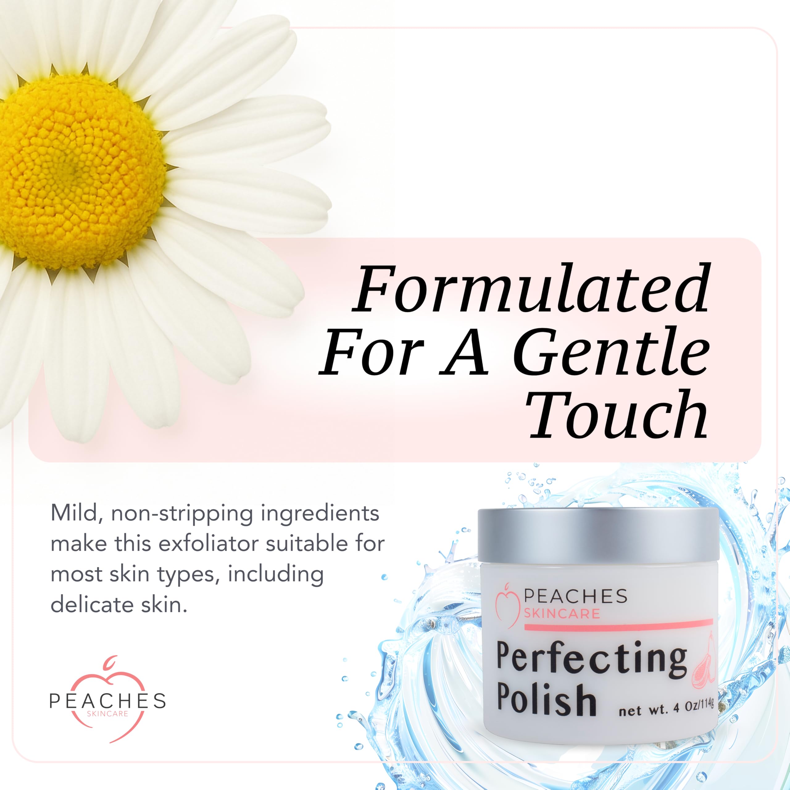 Peaches Skin Care vegan ingredients close-up highlight cruelty-free nourishment.