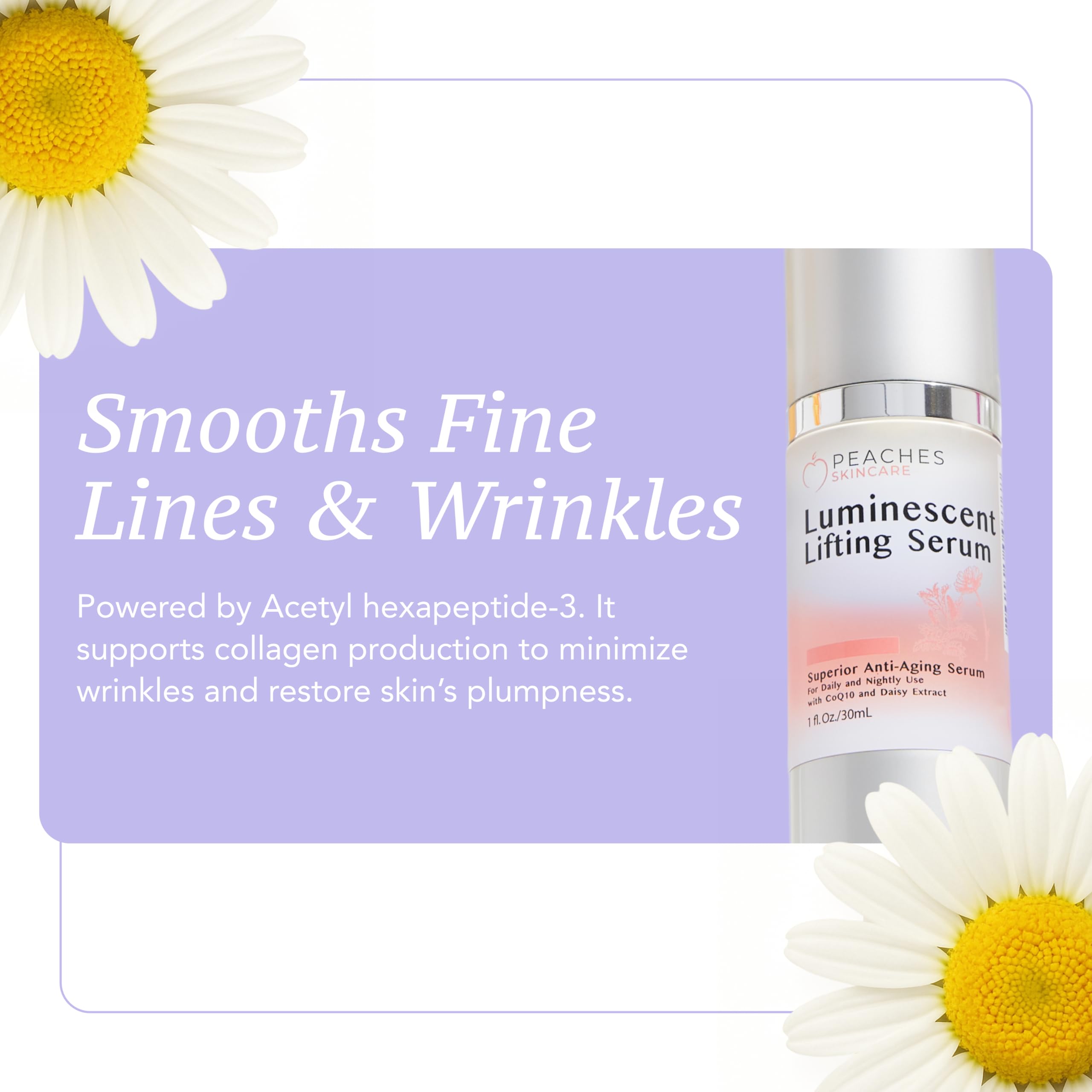 Peaches Luminescent Serum pump-action demonstrates easy daily use.
