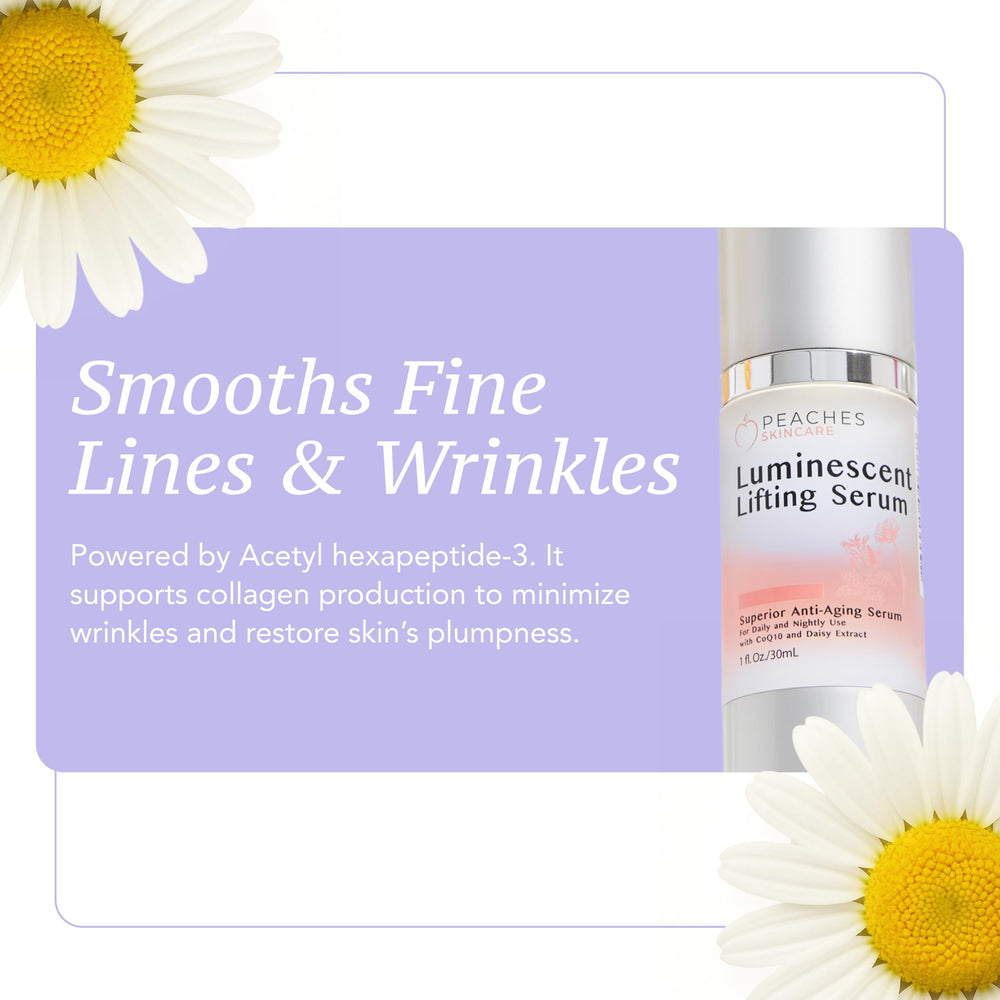 Peaches Luminescent Serum pump-action demonstrates easy daily use.