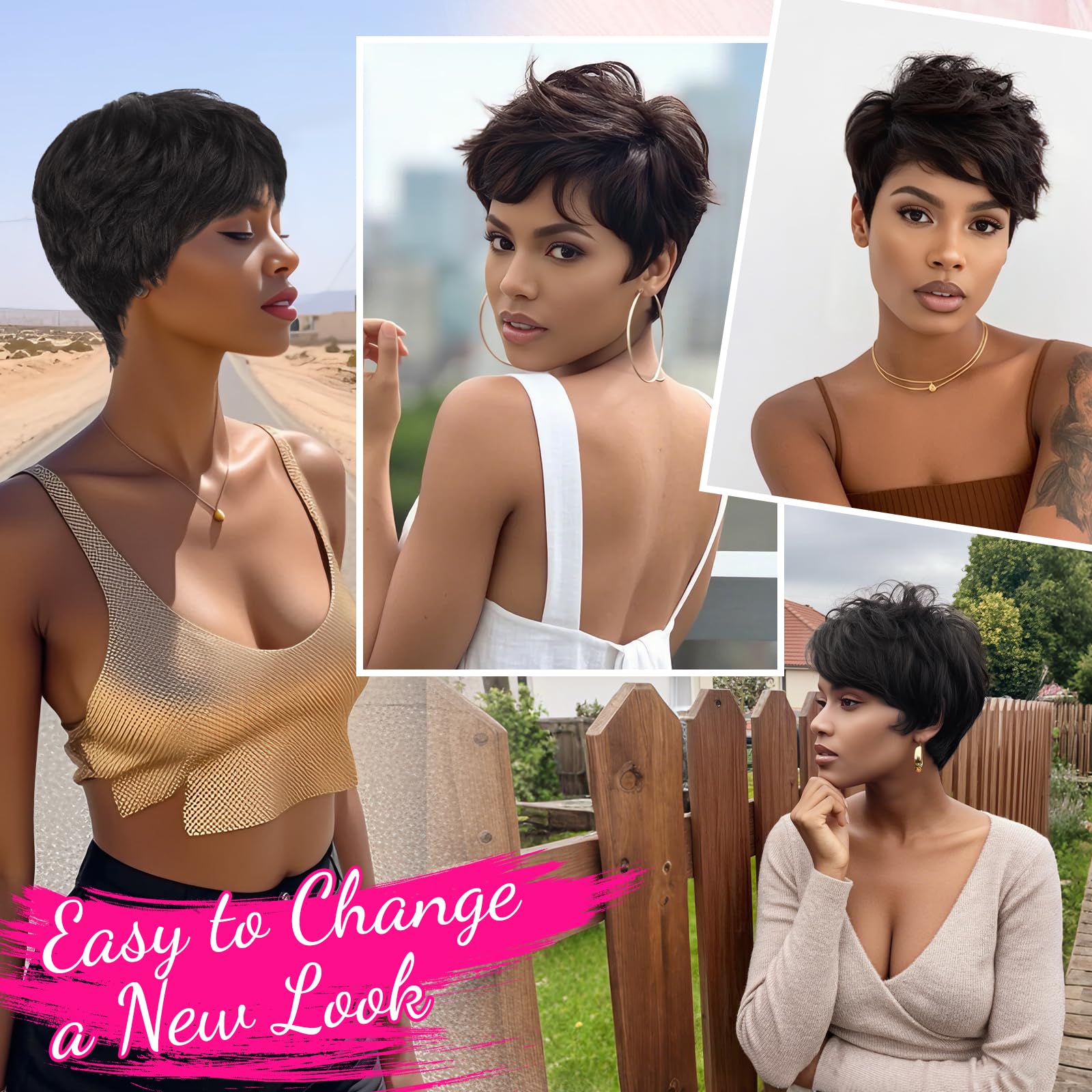 PEACOCO Pixie Cut Wig day-to-night wearability for varied occasions.