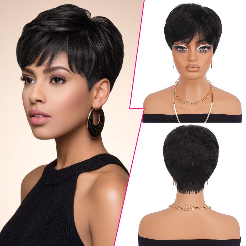 PEACOCO Pixie Cut Wig front view shows natural movement and everyday styling potential.