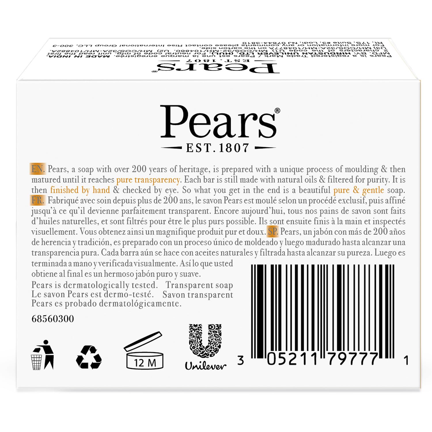 Pears Soap closeup with glycerin beads highlighting hydration