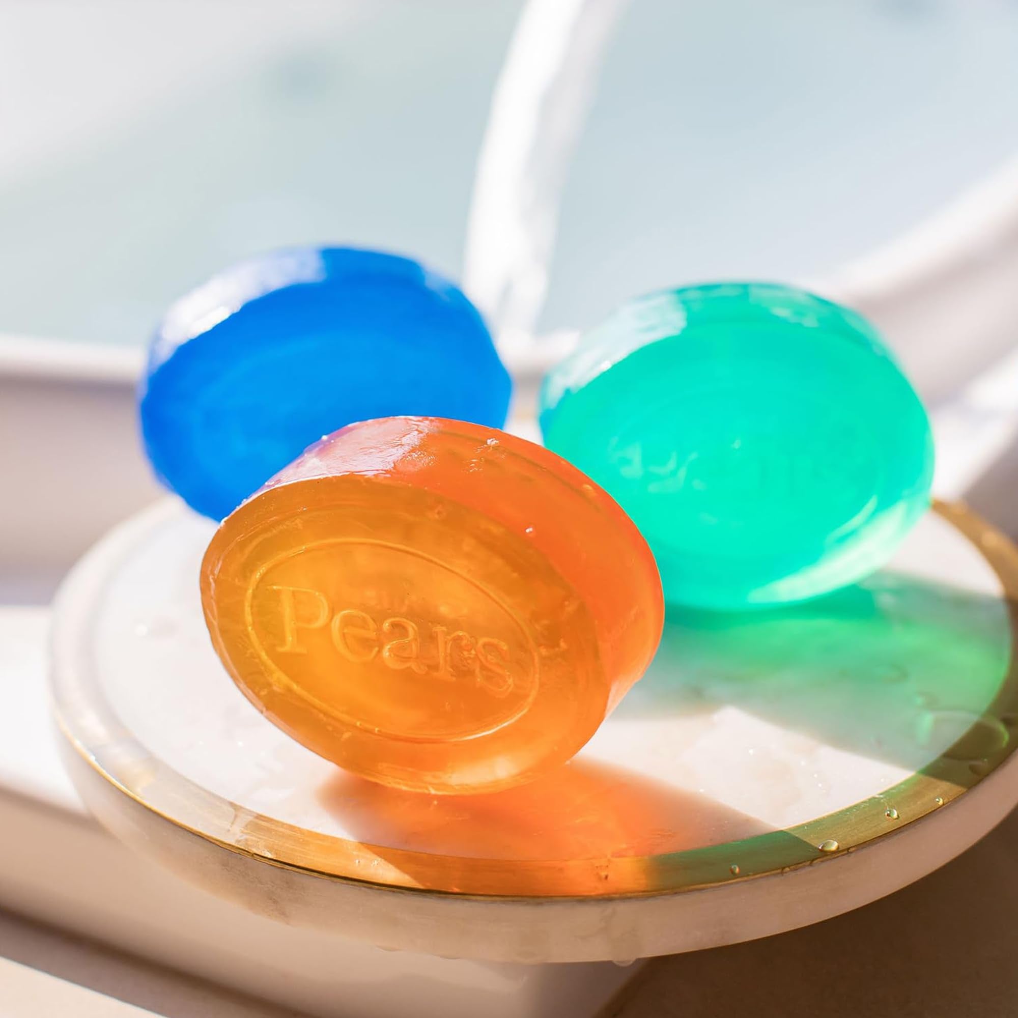 Pears Soap texture closeup reveals translucent bar purity