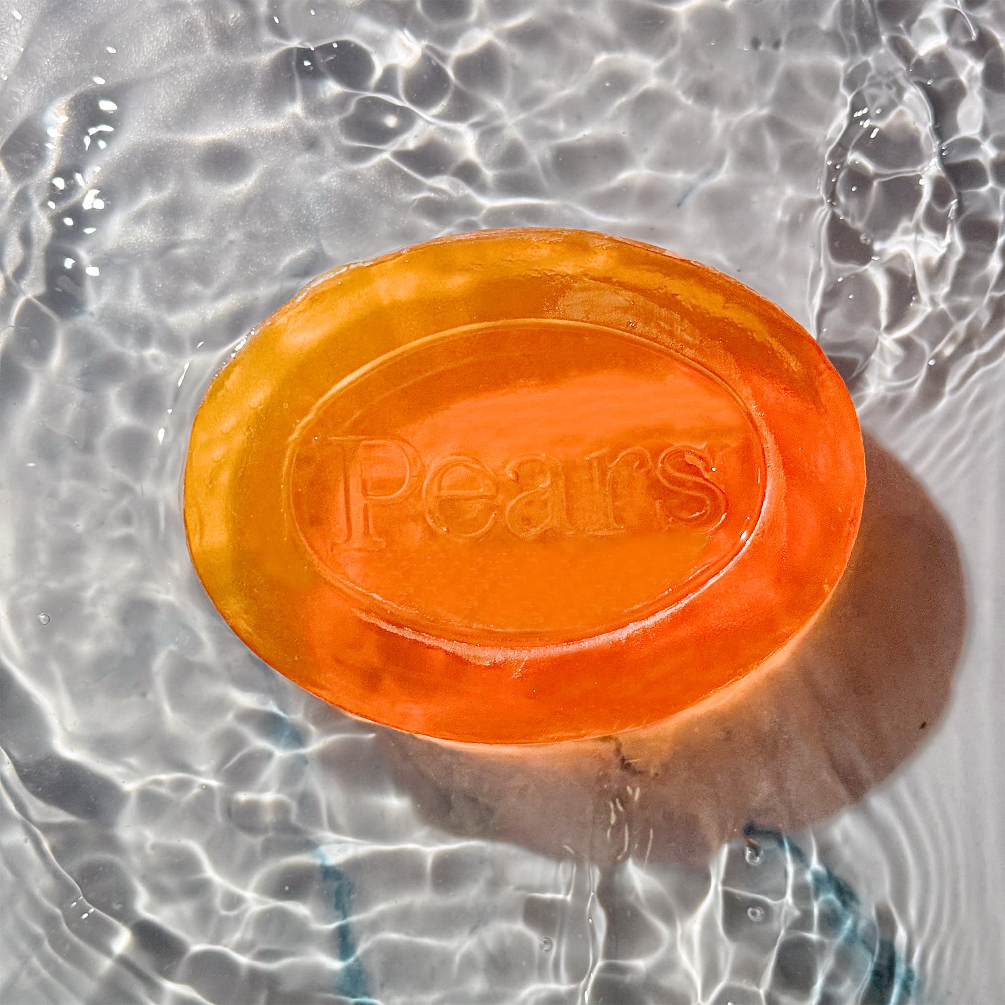 Pears Soap translucent bar slice emphasizes purity and premium appearance