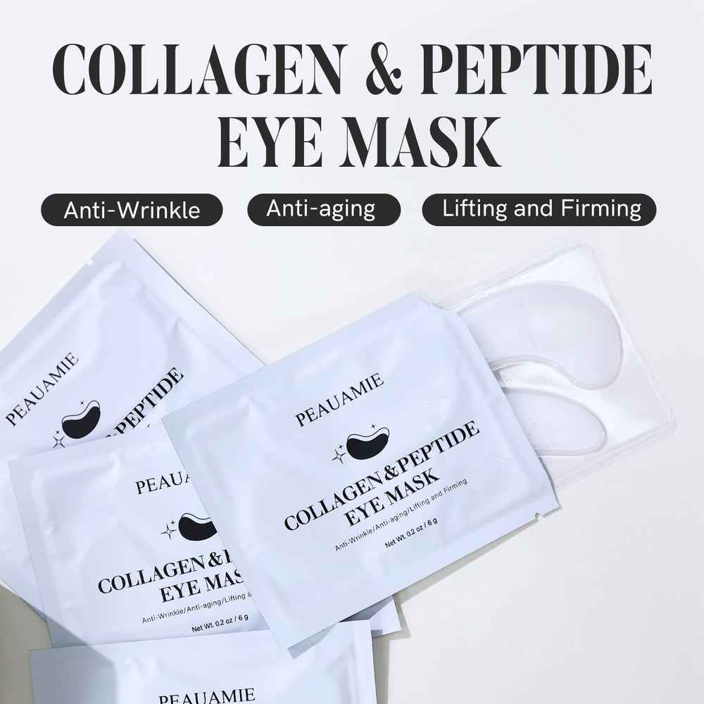 PEAUAMIE Eye Patches box and sachets highlight easy at-home use.