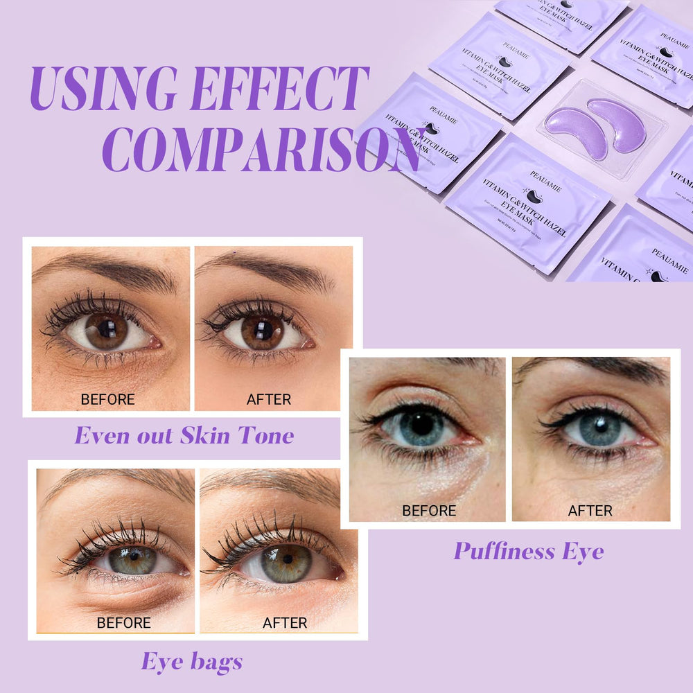 PEAUAMIE eye patches worn during a late-night care routine.