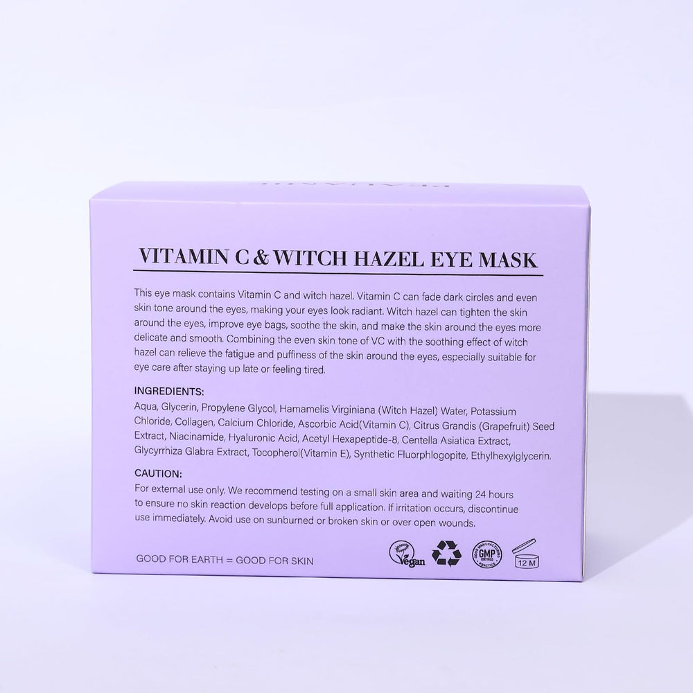 PEAUAMIE routine featuring Vitamin C and Witch Hazel around the eyes.