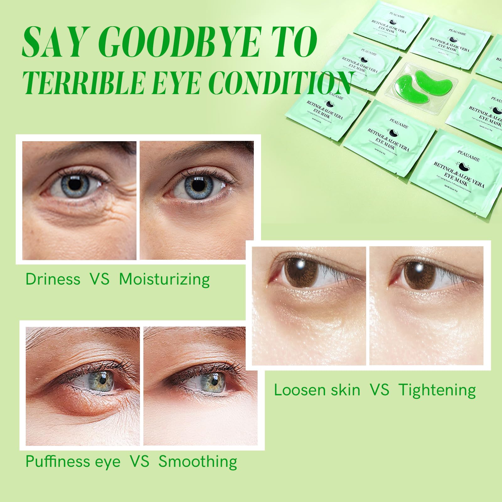 Peauamie under-eye patches highlight retinol for smoothing the eye area.