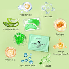 Peauamie under-eye patches close-up of serum-filled gel and aloe.