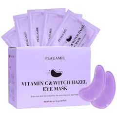 PEAUAMIE under eye patches close-up showing Vitamin C and Witch Hazel for brightening.