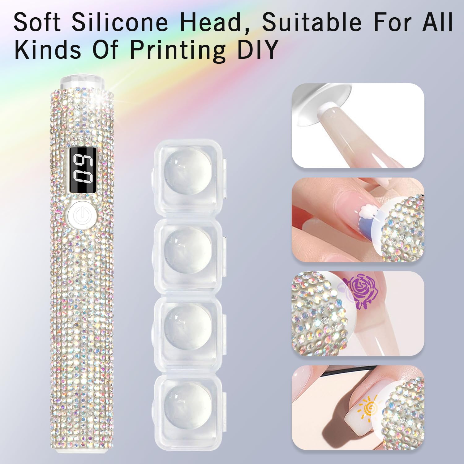 Peccera AB Diamond mini UV light enhances glitter nails with efficient curing.