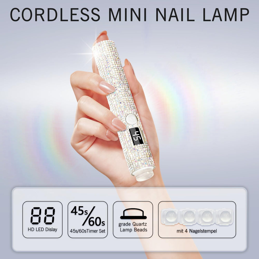 Peccera cordless portable nail lamp for salon or home use.