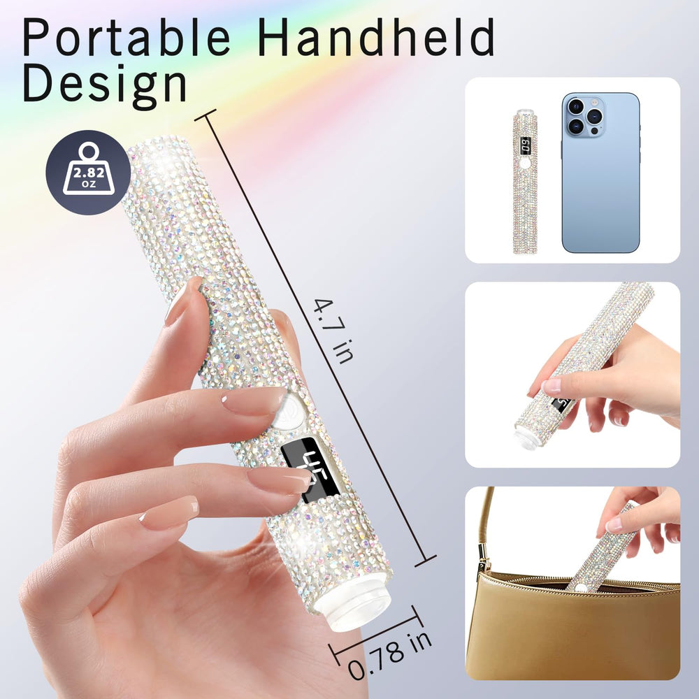 Peccera rechargeable LED lamp supports rhinestone glue nail DIY decoration.