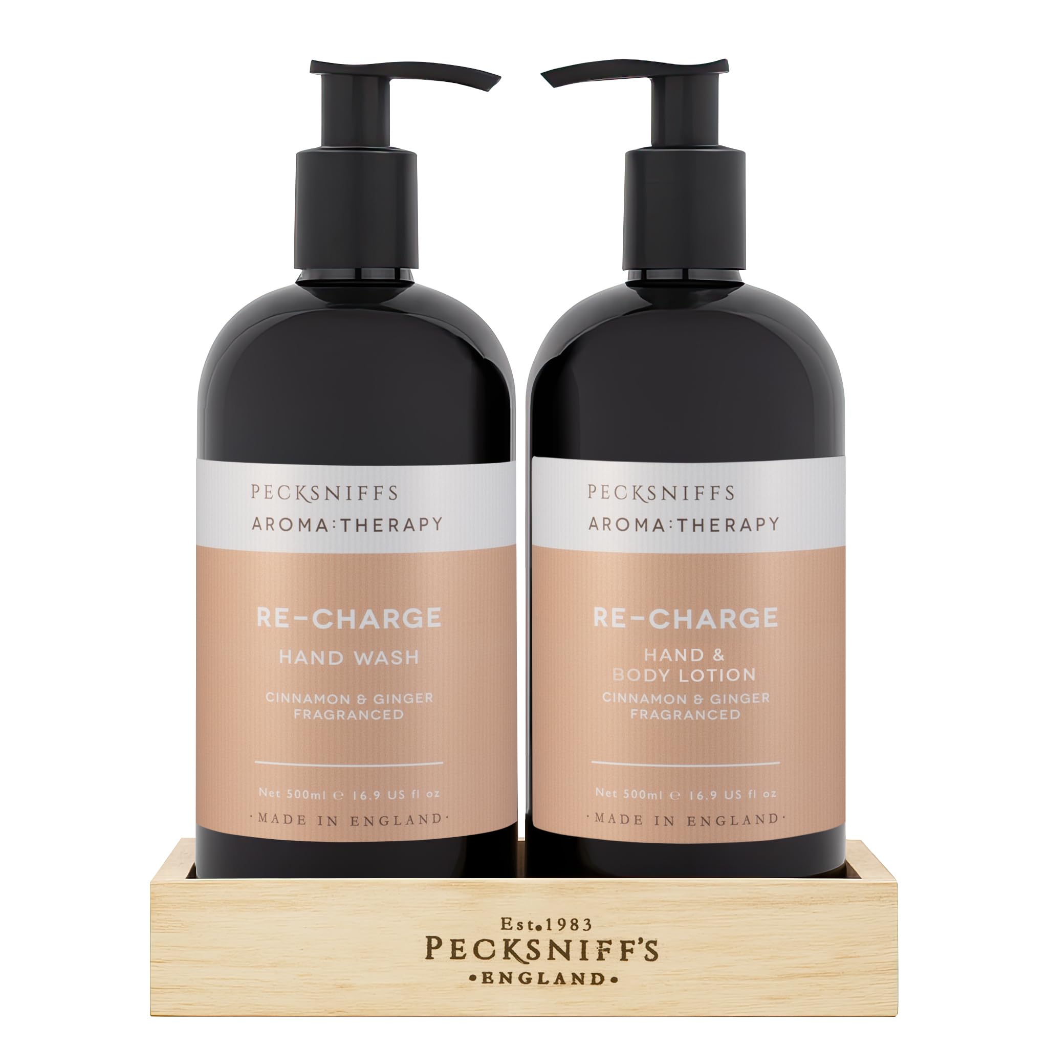 Pecksniff's Aroma Therapy Re-Charge hand wash bottle with invigorating fragrance