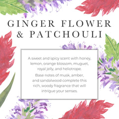 Pecksniff's Ginger Flower and Patchouli fragrance close-up, inviting scent for daily use.