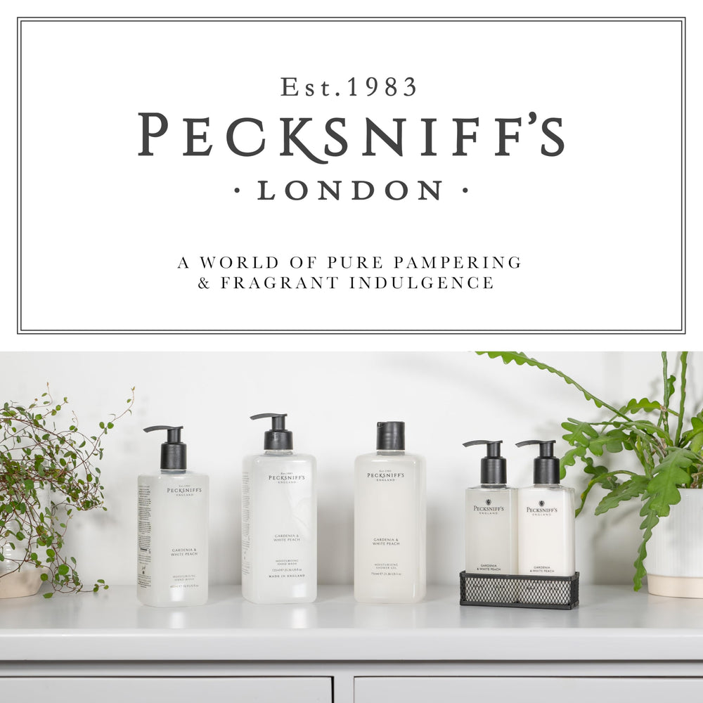 Cruelty-free assurance shown beside the Pecksniff's hand wash bottle.