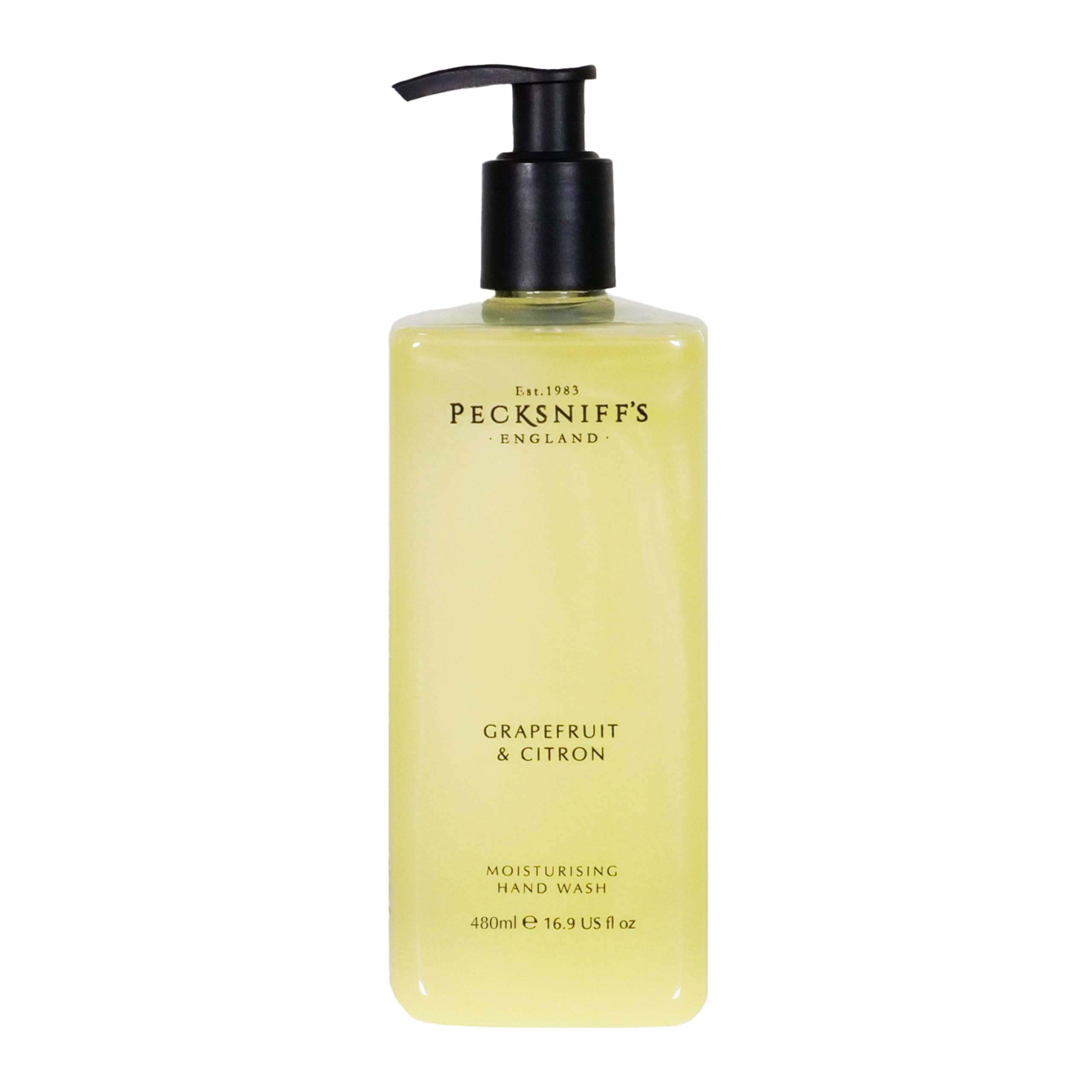 Pecksniff's Grapefruit & Citron Wash bottle with moisturizing formula.