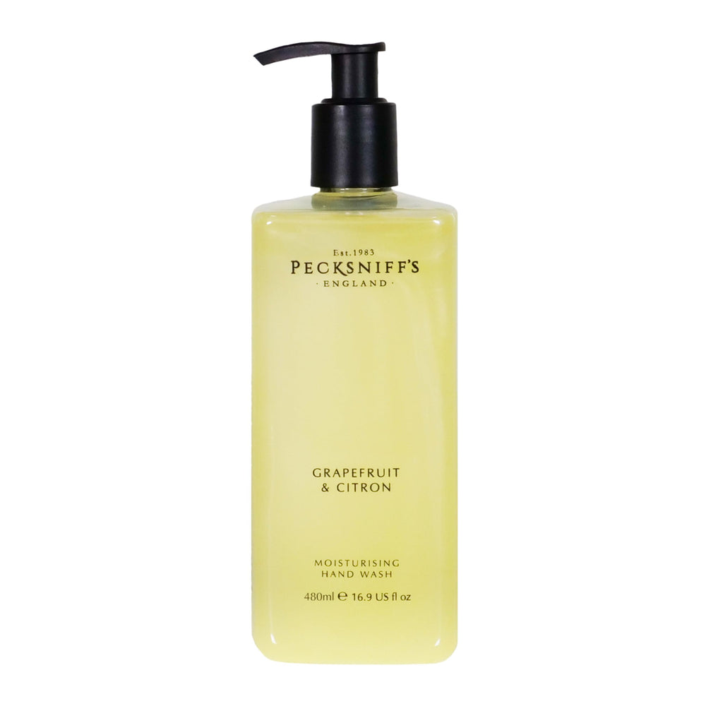 Pecksniff's Grapefruit & Citron Wash bottle with moisturizing formula.