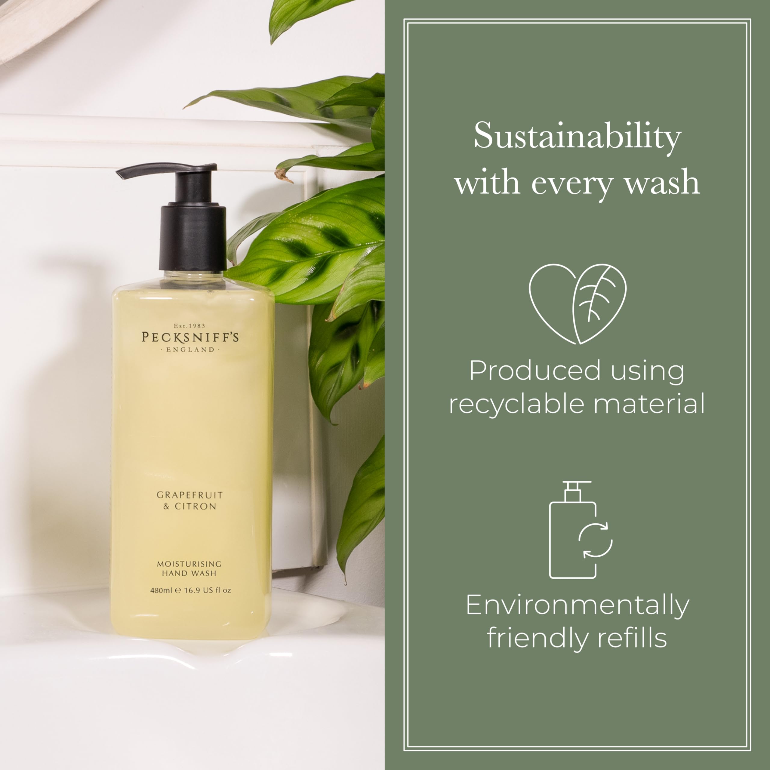 Pecksniff's Grapefruit & Citron wash texture shows hydrating formula.