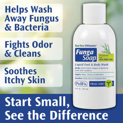 Pedifix FungaSoap on-the-go use suits gym bags and trips.