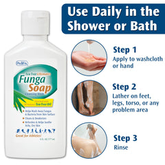 Pedifix FungaSoap Tea Tree bottle pour capturing quick, refreshing lather