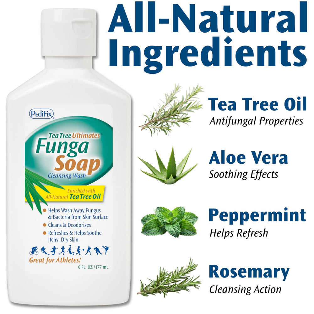 Pedifix FungaSoap Tea Tree creamy lather demonstrating gentle cleansing
