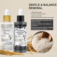 Peel Shot Glow Rice Ampoule Duo back label, clear directions for gentle exfoliation.