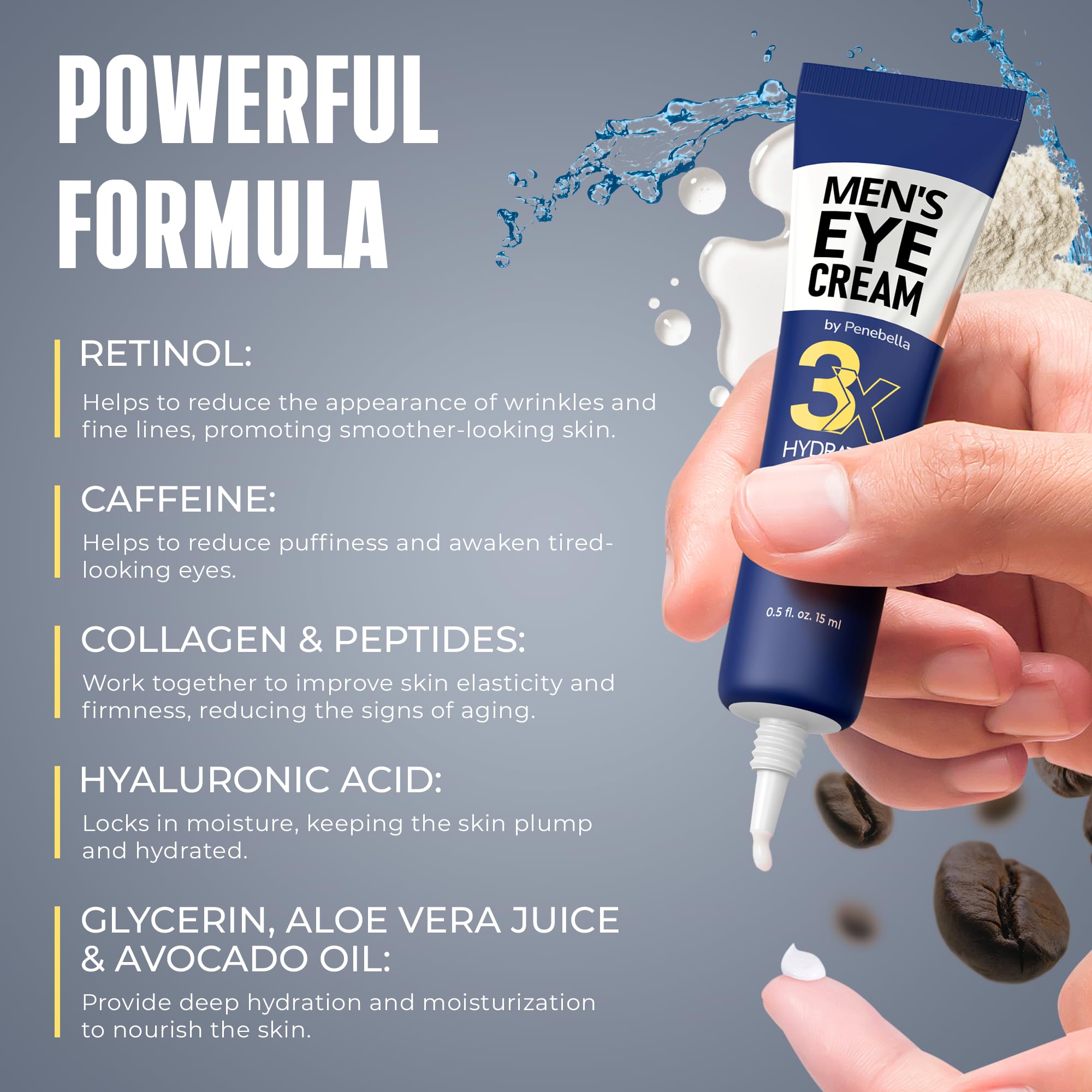 PENEBELLA eye cream applied under eye area for smoother, more refreshed appearance
