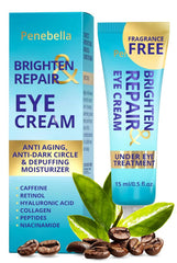 Penebella Under Eye Brightener bottle with pump highlights brightening and refreshing under-eye area.