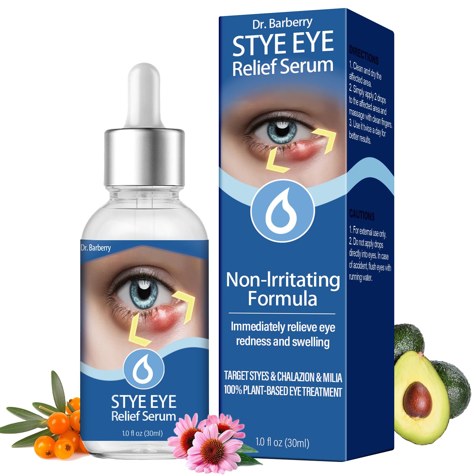Penntr Stye Eye Drops bottle shows targeted care for stye and chalazion symptoms.
