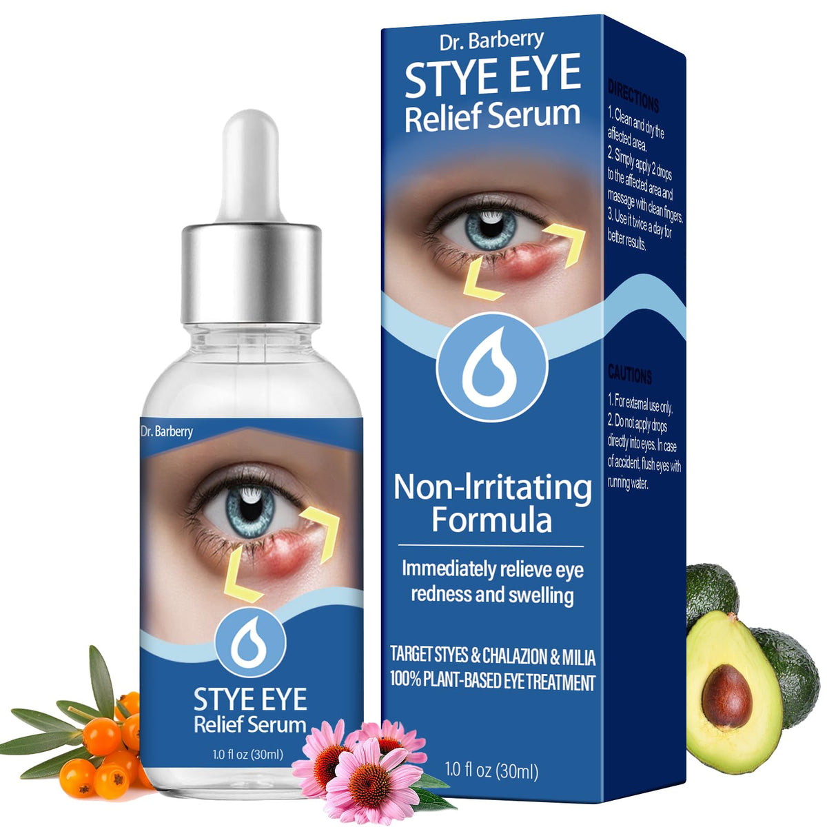 Penntr Stye Eye Drops bottle shows targeted care for stye and chalazion symptoms.
