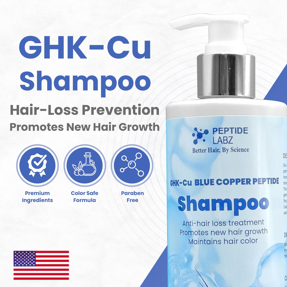 PeptideLabz Copper Peptide Shampoo scalp application indicating routine for hair vitality