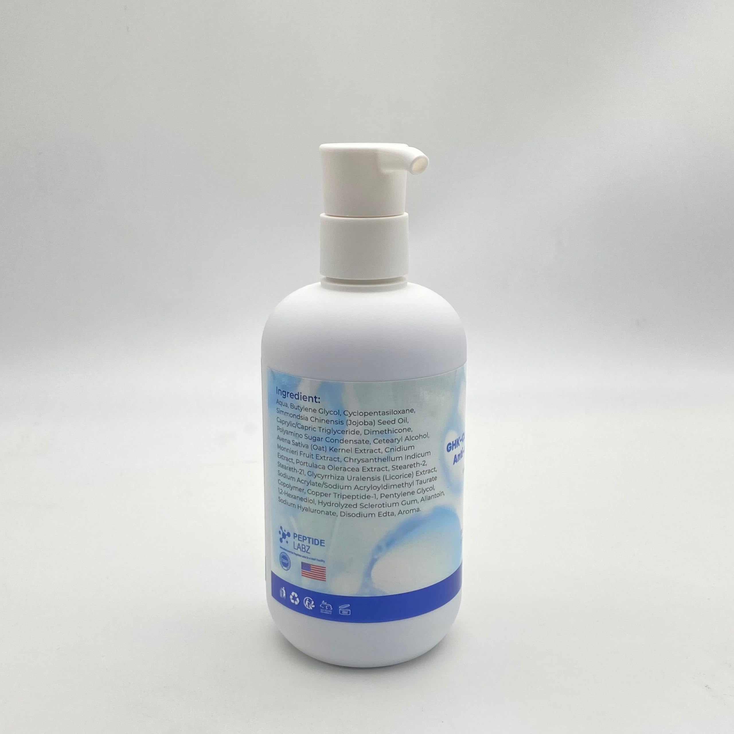 Skin firming effect of PeptideLabz lotion shown on arms for elasticity hints.