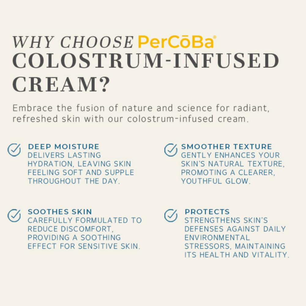 PERCOBA Colostrum Ingredients highlight vitamin A and E for skin nourishment.