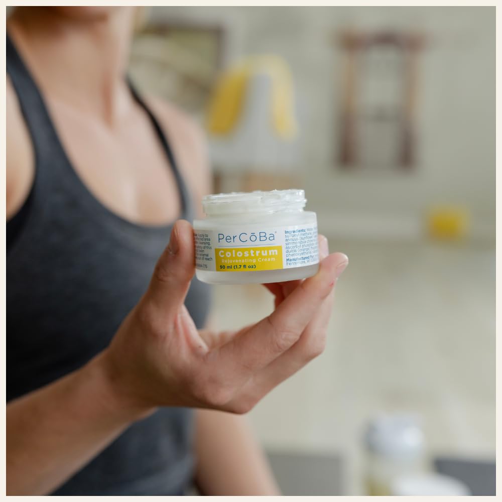 PERCOBA Colostrum packaging emphasizes premium quality and traceable sourcing.